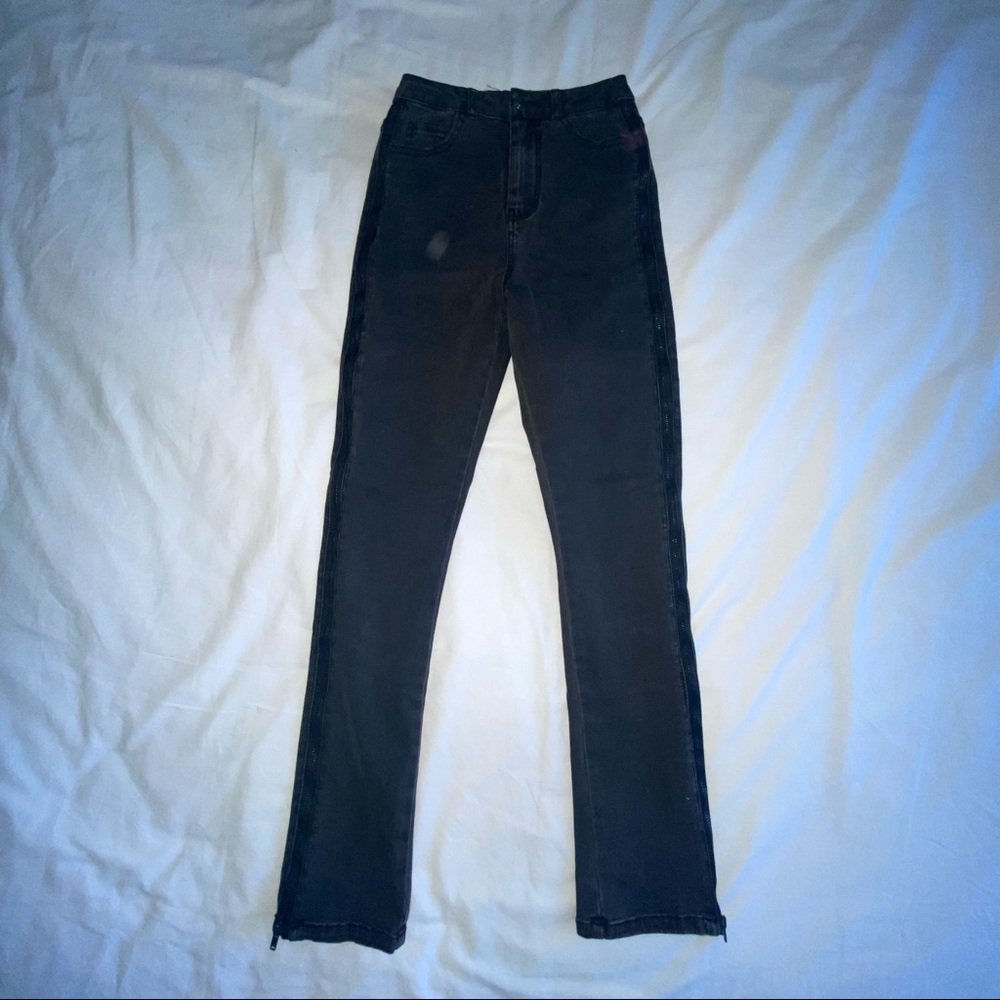 black zip side jeggings